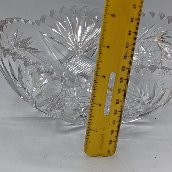 VINTAGE AMERICAN BRILLIANT ABP SAW TOOTH CRYSTAL GLASS BOWL 7 3/4 INCH ROUND - Picture 6 of 11